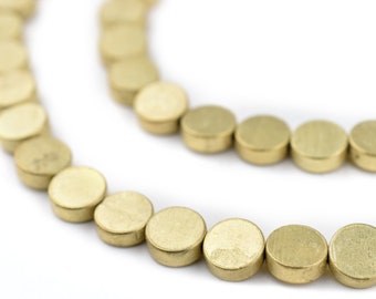 55 Circular Disk Brass Beads 8mm: Metal Spacer Beads Ethnic Metal Beads Brass Flat Beads 8mm Brass Beads Flat Shaped Beads Small Brass Beads