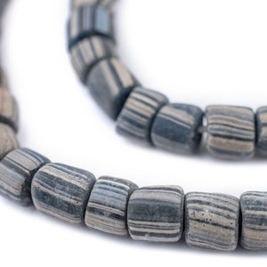 100 grå Java-krusbärspärlor i antik stil 6-8 mm: Randiga handelspärlor Handgjorda glaspärlor Glascylinderpärlor Rustika glaspärlor