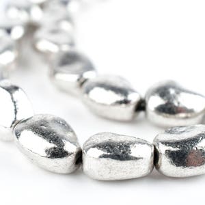 42 Silver Nugget Beads - Stunning Silver Beads - Oval Metal Beads - Large Metal Beads - Jewelry Making Supplies ** (MET-USU-SLV-130)