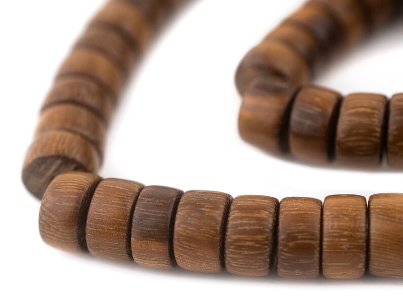 65 Brown Cylindrical Grainy Wood Beads: Rondelle Disk Shaped 12mm Rustic Ethnic Handmade Boho Large Big Natural (PAC-DSK-BRN-116)
