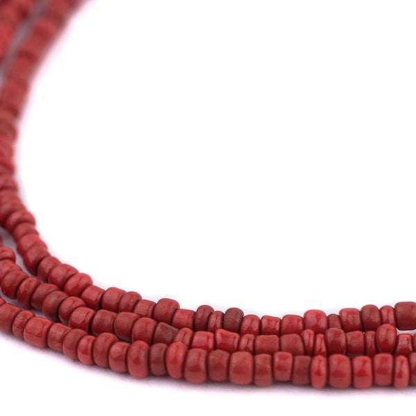 800 Red Java Glass Seed Beads 2.5mm, 48" Strand: Java Seed Beads Eco-Friendly Beads Real Beads Seed Shaped Beads Red Glass Beads