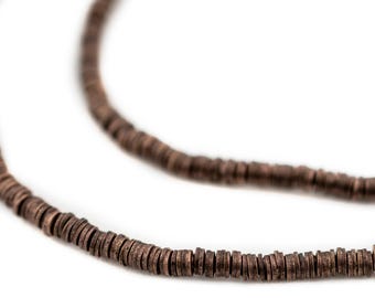 Antiqued Copper Heishi Beads: 2mm Flat Disk, Artisan Copper for Unique Jewelry Designs