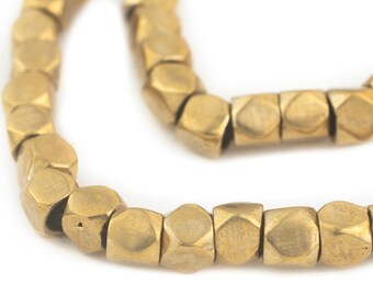 64 Brass Diamond Cut Beads 7mm, Large Hole: Faceted Cube Beads Metal Spacer Beads 8mm Cornerless Cubes Brass Spacer Beads 8mm Brass Beads