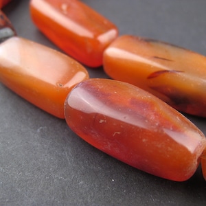 20 rechthoekige authentieke Afrikaanse carneoolkralen - Afrikaanse stenen kralen - benodigdheden voor het maken van sieraden - Made in Nigeria + (AGATE-RCT-309)