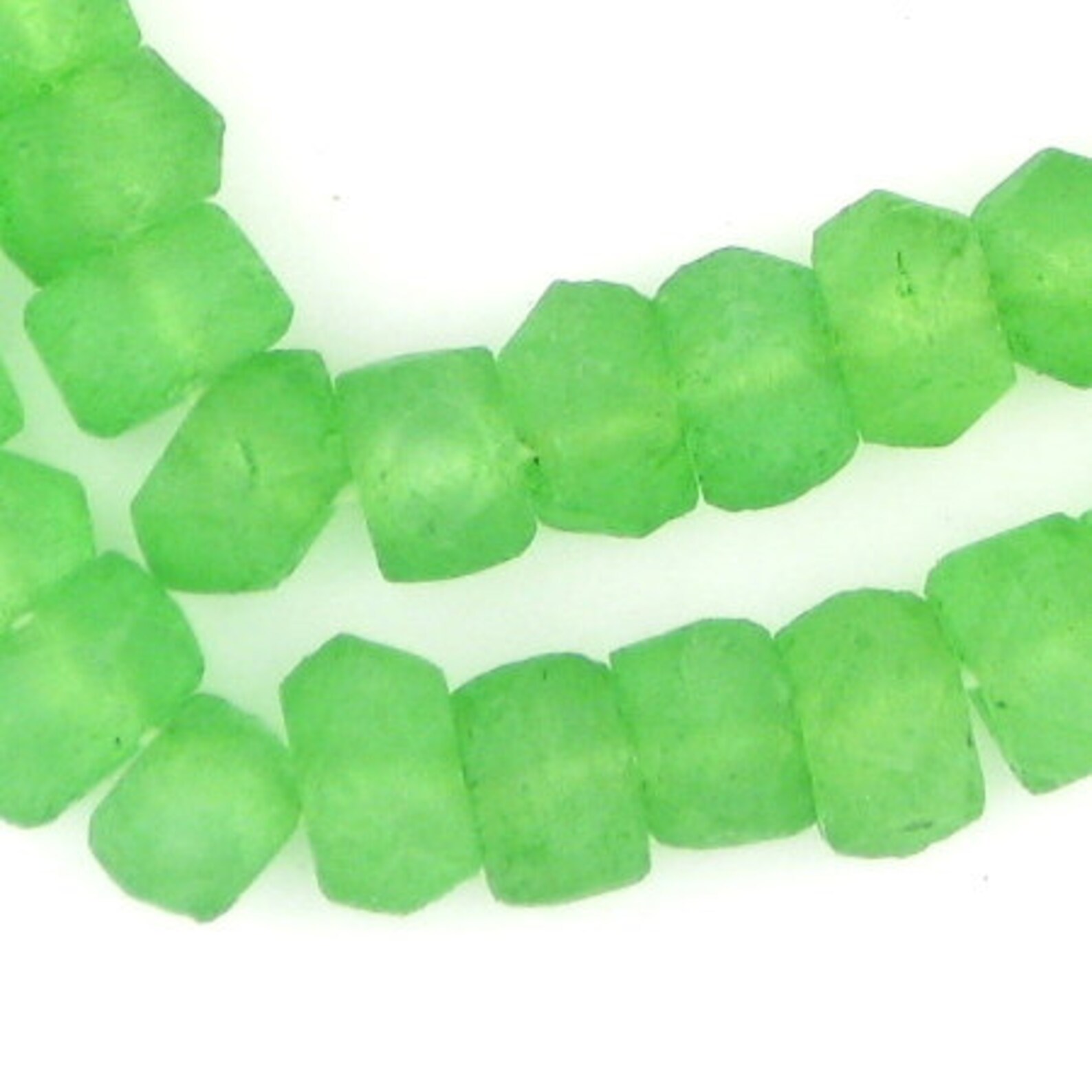 48 Recycled Java Glass Beads Green Sea Glass Beads Etsy