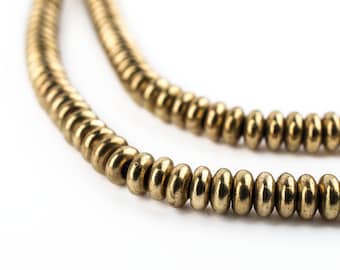 160 Smooth Brass Rondelle Beads 5mm: Metal Spacer Beads Ethnic Metal Beads Small Brass Beads 5mm Brass Beads Donut Disk Shaped Beads