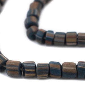 115 Creamy Teal Java Gooseberry Beads 6-8mm: Striped Trade Beads Small Glass Beads Glass Cylinder Beads Glass Spacer Beads Handmade Beads
