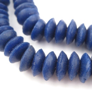 105 Cobalt Blue Ashanti Glass Saucer Beads - Ashanti Glass Beads - Tribal Glass Beads - Cobalt Blue Glass - African Beads (SND-DSK-BLU-80)