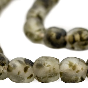 40 Recycled Glass Beads 14mm - Recycled Glass Beads - African Glass Beads - Round Glass Beads - Ghana Glass Beads (RYC-RND-BLK-551)