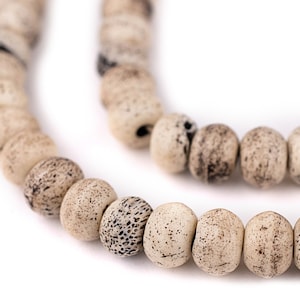 109 Round Rustic Grey Bone Mala Beads 10mm: Mala Necklace Yoga Meditation Handmade Bone Beads Round Shaped Beads Nepalese Beads