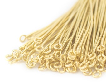 Gold Eye Pins: 21 Gauge, Choose Size 1 inch, 1.5 inch, 2 inch, 2.5 inch, 3 inch, Professional Designer Quality, Ships from USA!