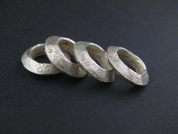 Silver Ethiopian Wollo Rings 22mm Set of 4 African White Metal Large Hole