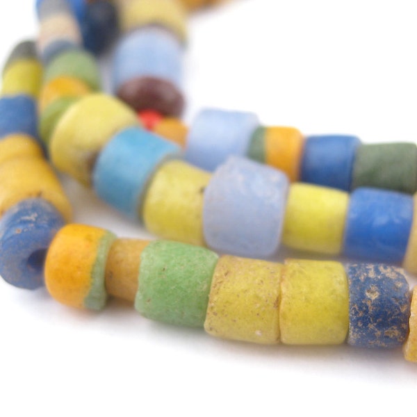 160 African Sandcast Beads - African Glass Beads - Sand-Cast - Powder Glass - Jewelry Making Supplies - Made in Ghana ** (SAND-CYL-MIX-06)