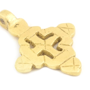 Ethiopian Coptic Cross: Brass Pendant Handmade Metal African Finding Necklace Axum Charm Orthodox (PND-CBS-556)