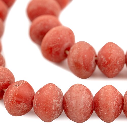 Cuentas de vidrio Java bicónicas estilo antiguo de calabaza, naranjas, 15 mm, tira de 66 cm. Suministros de joyería artesanal de Indonesia.