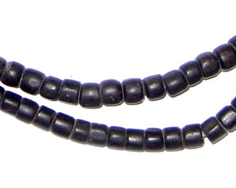 Old Navy Blue Kenya Turkana Beads 5mm Ghana African Cylinder Glass Handmade 