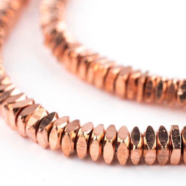 300 Facettierte Quadrat Kupferperlen - Quadratische Perlen - Ethno Kupferperlen - Rustikale Metallperlen - Metall Zwischenperlen (MET-FCT-CPR-323)