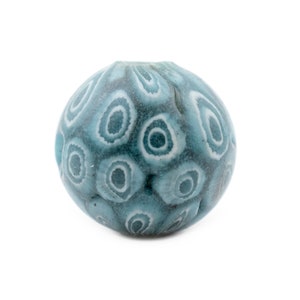Dark Mosaic Jatim Java Bead, Blue Single Bead, 20mm, 19 x 20mm, Artisan Jewelry Supplies from Indonesia
