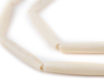 17 cuentas de hueso blanco para pipa de pelo de 1,5 pulgadas, 35 mm: cuentas en forma de tubo, cuentas de hueso recuperado, cuentas de hueso blanco de 6 mm, cuentas espaciadoras de hueso