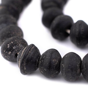 52 Black Ancient Style Bicone Java Glass Beads 15mm: Ancient Style Beads Textured Glass Beads Rustic Glass Beads Black Glass Beads