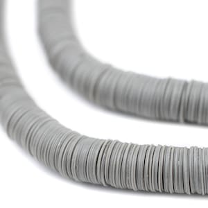 2000 Grey Vinyl Phono Record Beads 8mm: African Waist Beads Vulcanite Beads Ghanaian Vinyl Beads Flat Circular Disks 8mm Vinyl Beads