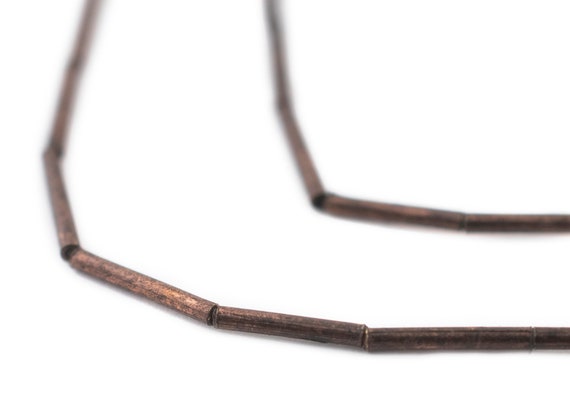 55 Antiqued Copper Tube Beads 1.5mm: Metal Spacer Beads Ethnic Metal Beads 2mm Copper Beads Tube Shaped Beads Antique Style Copper