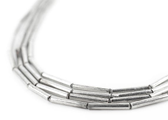 Minimalist Shiny Silver Tube Beads: White Metal 1.5mm Beading Accessories