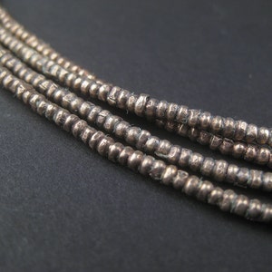 450 Vintage Ethiopian Silver Heishi Beads - 2mm African Silver Beads - Silver Spacers - Metal Spacers - Made in Ethiopia (MET-HSHI-SLV-266)