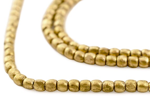170 Ethiopian Brass Beads - 4mm Round Beads - African Brass Beads - Metal Spacers - Fair Trade - Made in Africa (MET-RND-BRS-234)