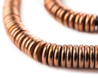 200 Copper Donut Beads 8mm: Ethnic Metal Beads Metal Spacer Beads Copper Heishi Beads 8mm Copper Beads Rustic Copper Beads Handmade Beads