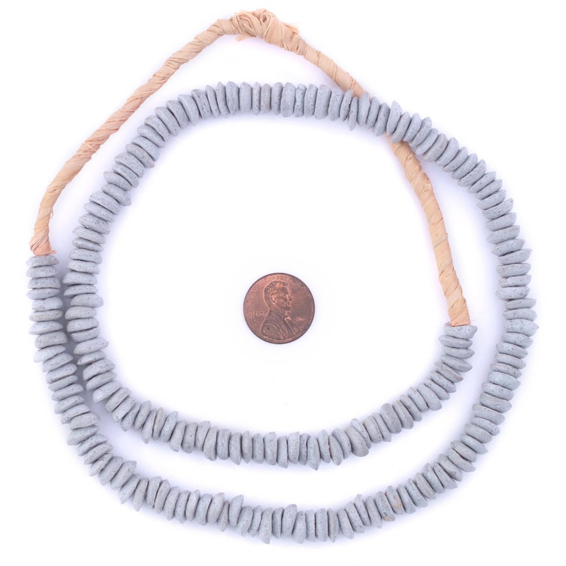 177 Light Grey Ashanti Glass Saucer Beads 10mm Ashanti Glass Beads Grey Ashanti Beads Saucer Shaped Beads Ghanaian Glass Beads