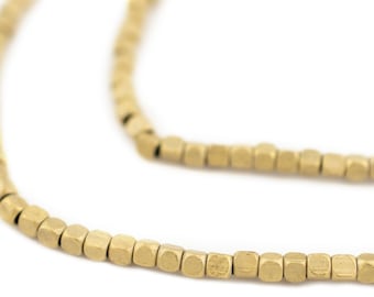Matte Rounded Brass Cube Beads, 3mm, 24 Inch Strand, High Quality Artisanal Jewelry Supplies