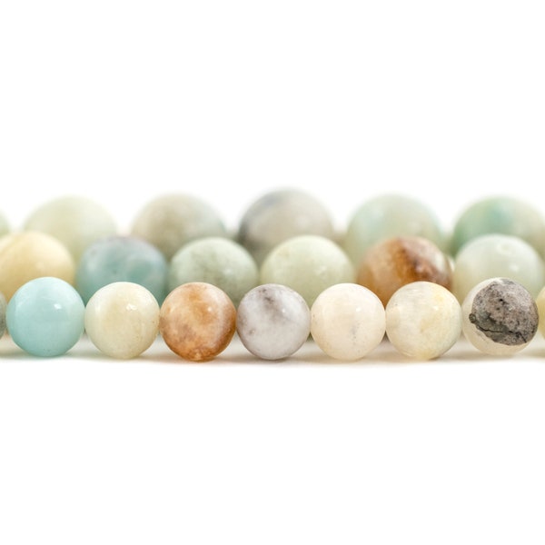 Round Amazonite Beads: 6mm 8mm 10mm Genuine Gemstone Round Crystal Healing Stone Polished Tumbled Meditation Spacer Accent Beads for Jewelry