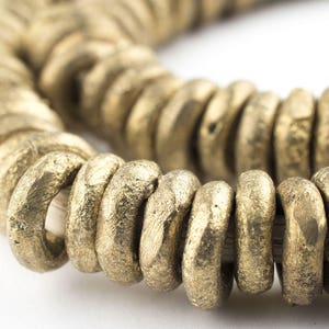 110 Nigerian Brass Donut Ring Beads: Rustic Brass Beads 14mm Brass Beads Nigerian Brass Beads Brass Ring Beads (MET-RNG-BRS-648)