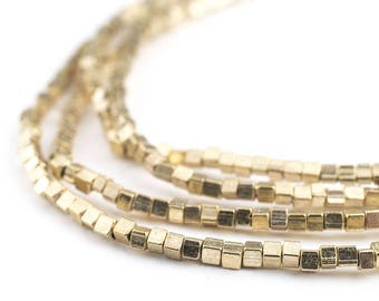 250 Gold Color Mini-Cube Beads: Ethnic Metal Beads Metal Spacer Beads Brass Spacer Beads Golden Color Beads Gold Cube Beads 2mm Brass Beads