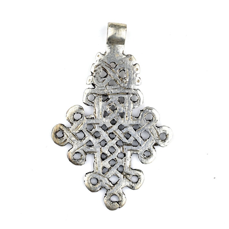 Pendant Axum Traditional White Metal African Finding Necklace Jewelry Orthodox Silver Ethiopian Coptic Cross PND-CSL-644
