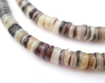 400 Brown Natural Shell Heishi Beads: 5mm Rustic Ethnic Handmade Boho Spacer Organic Eco-Friendly Real (PAC-HSH-BRN-134)