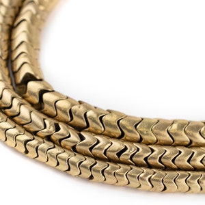 Brass Snake Vertebrae Beads: Interlocking Metal Wave Spacer Beads Inspired by African Trade Beads, 6mm 7mm 8mm 9mm, Bracelet & DIY Jewelry