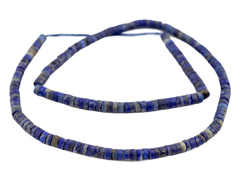 120 cuentas de lapislázuli - Cuentas cilíndricas de piedras preciosas - Lapis Heishi - Materiales para la fabricación de joyas - Hecho en Afganistán ** (AFG-CYL-BLU-109) imagen 4