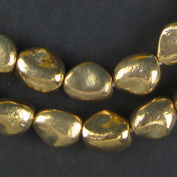 43 Gold Color Nugget Beads - Brass Beads - Metal Nugget Beads - Jewelry Making Supplies ** (MET-USU-GLD-129)