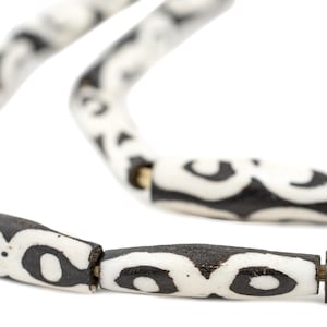 24 African Batik Bone Beads - Elongated Eye Design - African Bone Beads - Jewelry Making Supplies - Made in Kenya ** (BON-TUB-EYE-243)