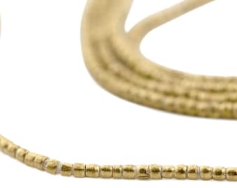 450 Brass Tiny Heishi Ethiopian Beads - African Brass Beads - Tribal Metal - Jewelry Making Supplies - Made in Ethiopia (MET-HSHI-BRS-208)