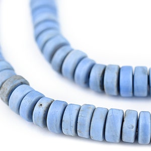 160 Light Blue Java Glass Button Beads 8mm: Blue Prosser Beads Blue Button Beads Flat Glass Beads Glass Donut Beads Blue Glass Beads