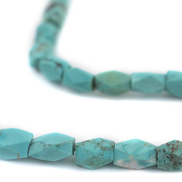 70 Faceted Turquoise Stone Beads - African Stone Beads - Jewelry Making Supplies - Made in Afghanistan + (TRQ-USU-BLU-112)