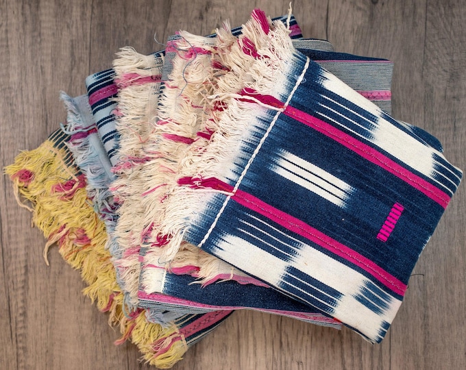 Authentic Indigo Cloth: Handmade West African Textile, Premium Cotton Fabric for Home Decor & Design (Pink and Blue)