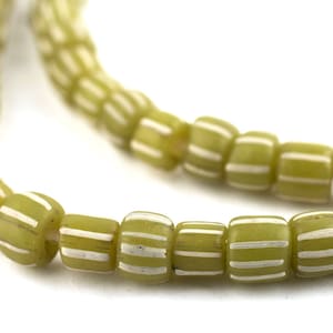 115 olijfgroene java-kruisbessenkralen: gestreepte handelskralen glascilinderkralen groene glaskralen 5 mm glaskralen glasafstandkralen