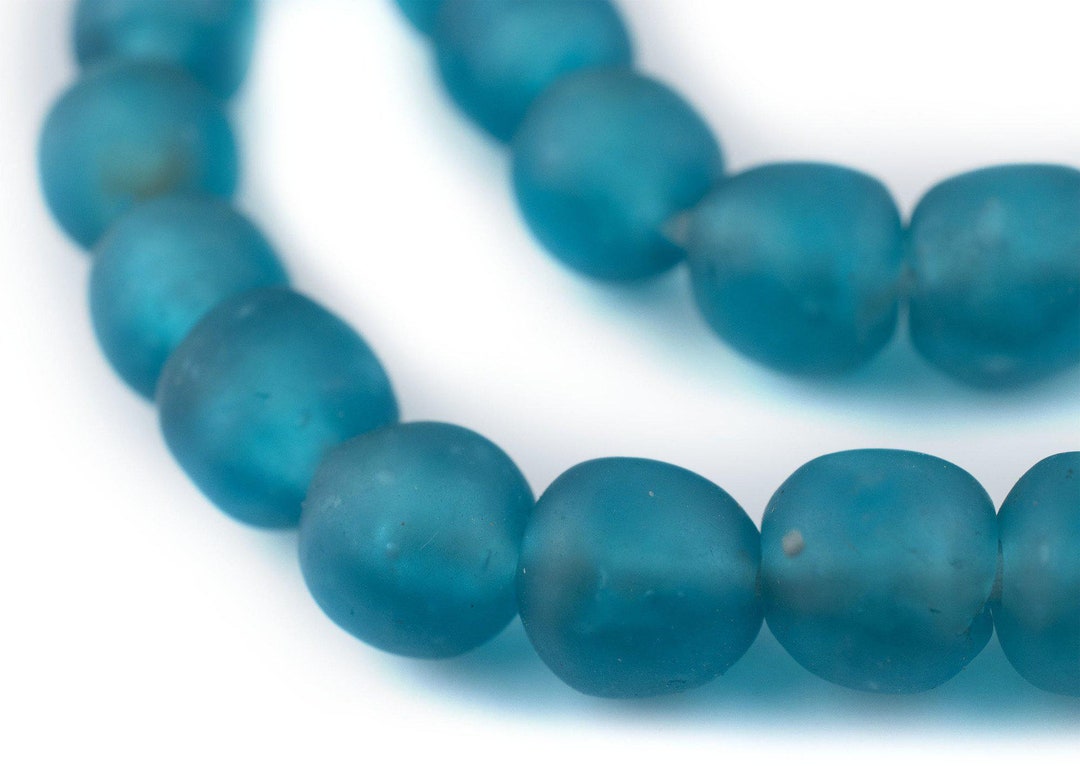 45 Dark Aqua Recycled Glass Beads 14mm: Powder Glass Beads - Etsy