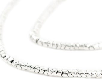 Interlocking Silver Snake Beads: 4.5mm, 1 Strand, Approx. 240 Beads, White Metal, Luxury Beading