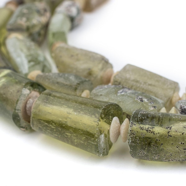 18 Rectangular Ancient Roman Glass Beads Sea Green: Roman Glass Jewelry Real Roman Glass Ancient Glass Beads Green Glass Beads