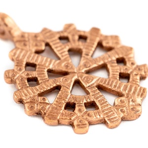 Copper Radiating Coptic Cross Pendant 38x52mm: East African Cross Design, Unique Handmade Jewelry Supplies, Artisan Made, Ethnic Supplies